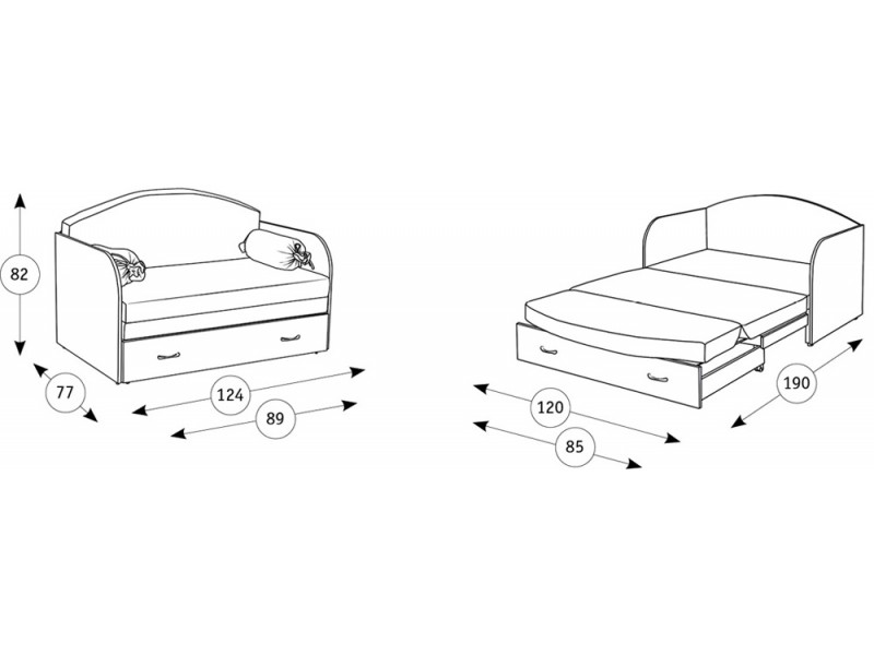Детский диван кровать размеры